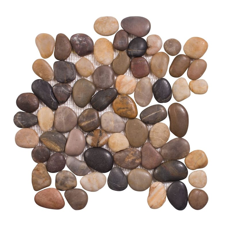 Rivera Natural Stone Pebble Mosaic Tile - 5 sheets (5.00 sf) - Multi-Color