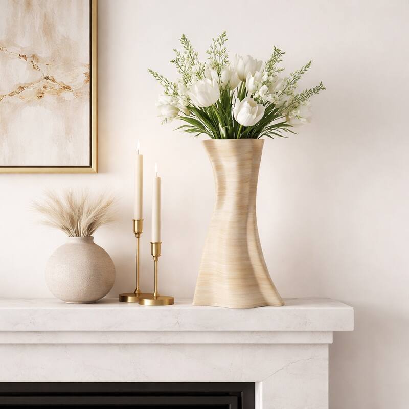 Decorative Vase - Tan Porcelain 3D Printed Textured