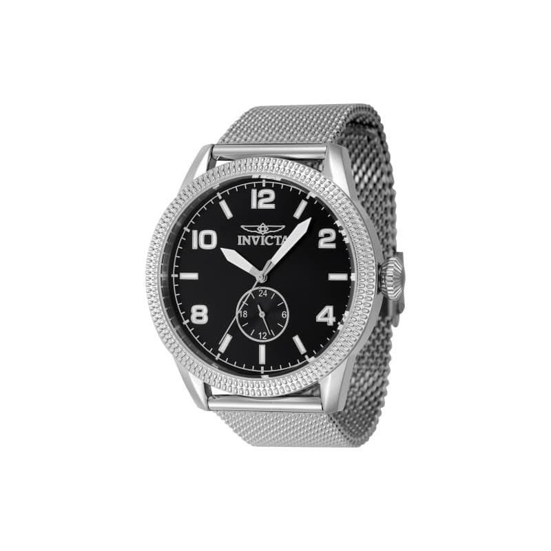 Invicta Men's 47134 Vintage Quartz 3 Hand Black Dial Watch