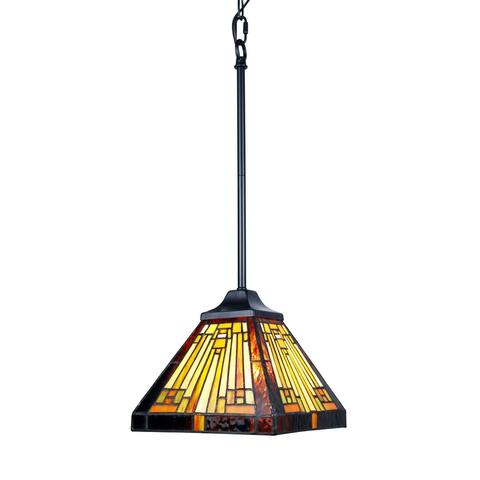 Tiffany-Style Mission Design 1-light Blackish Bronze Hanging Pendant