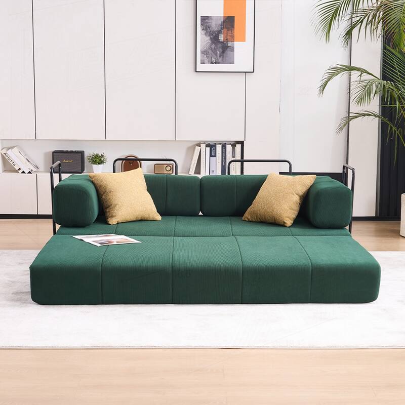 Versatile Convertible Sofa Bed with Plush Pillows for Any Living Space