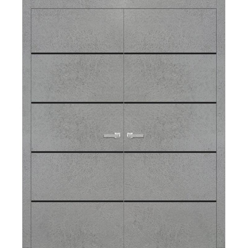 Solid French Double Doors 56 x 80 Planum 0015 Concrete with - 72" x 96" ( 2* 36x96)