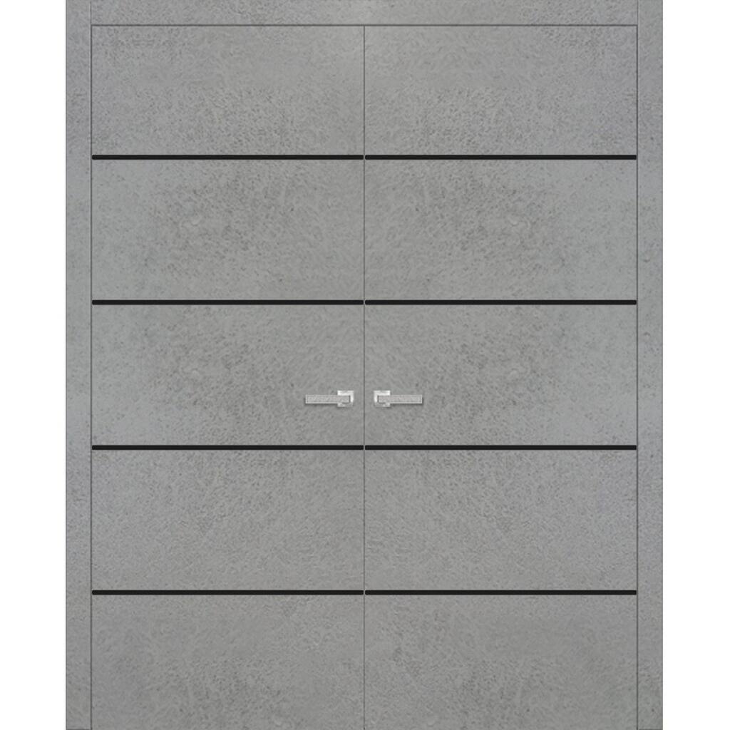 Solid French Double Doors 56 x 80 Planum 0015 Concrete with