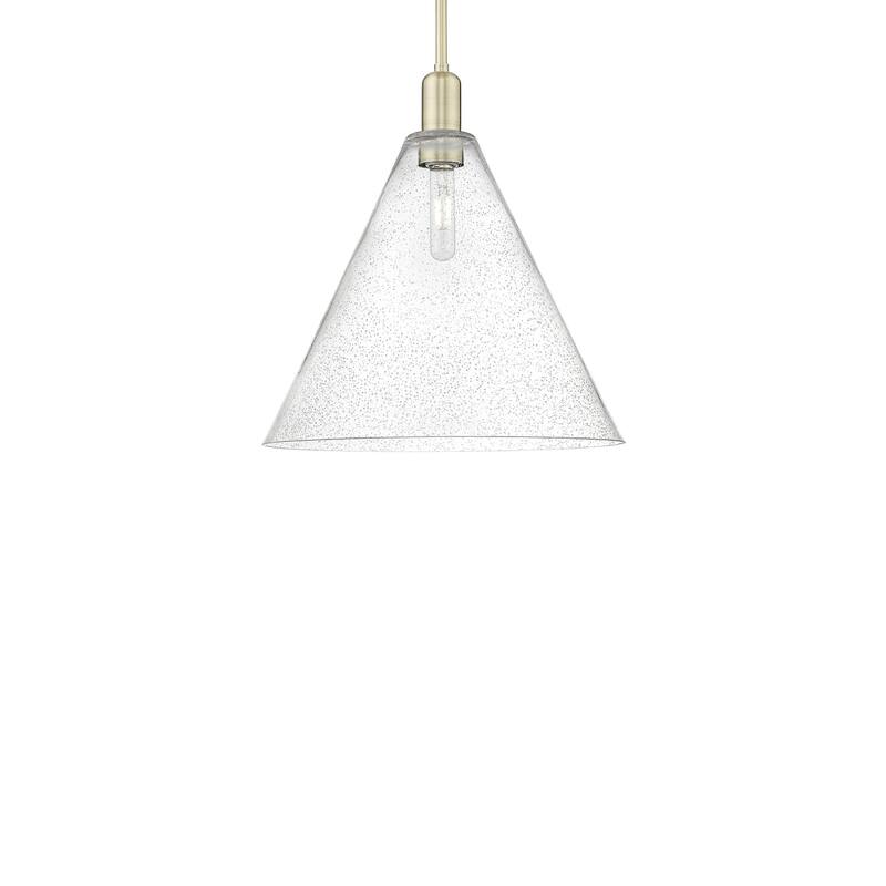 Innovations Lighting 716-1S-18-16 Berkshire Glass Pendant Berkshire - Antique Brass / Seedy