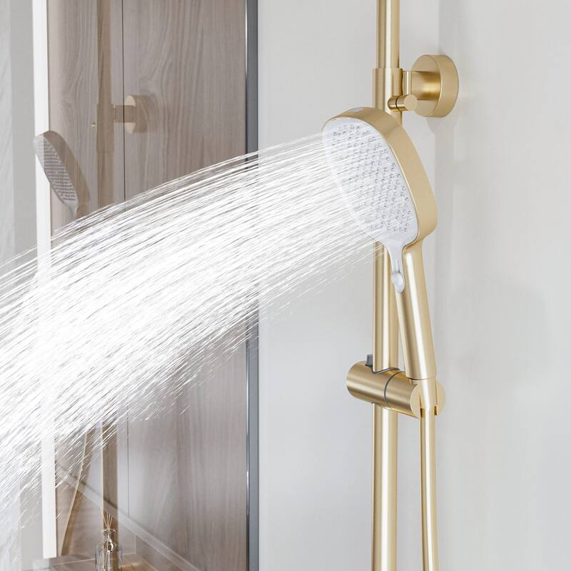 Modland Wall Mount 3-Function Shower System with Waterfall Tub Spout Adjustable Slide Bar,Handheld Shower