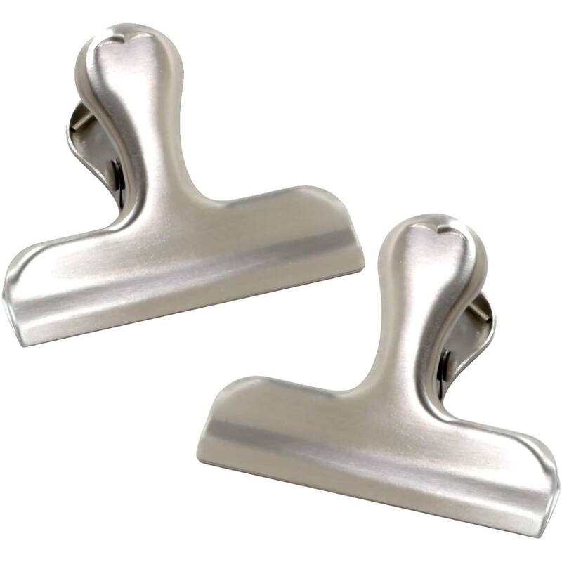 Norpro Stainless Steel Food Storage Mini Bag Clips - 2 Pack - Silver