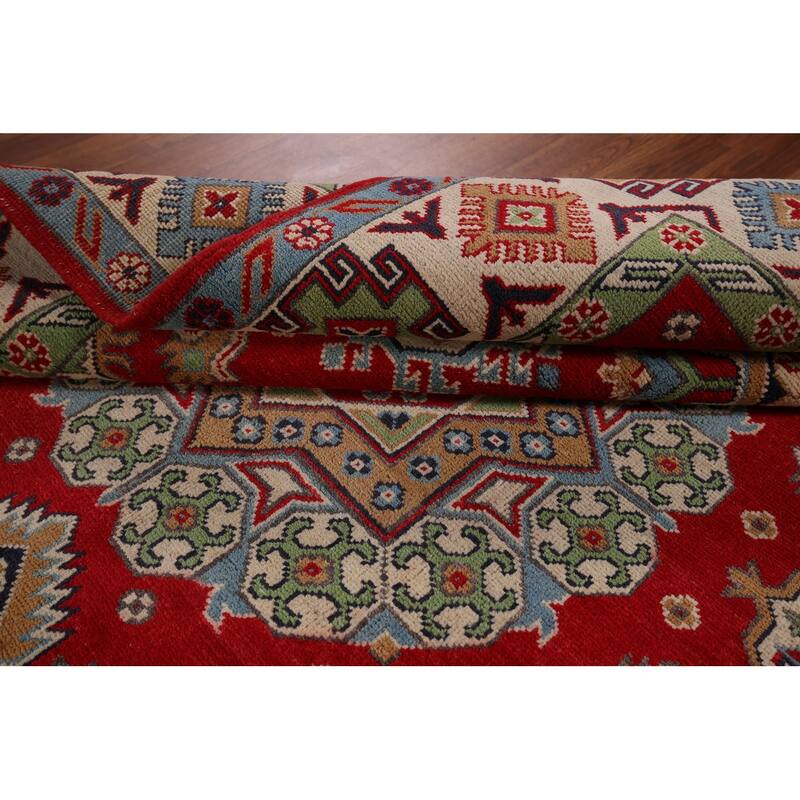 Traditional Red Kazak Area Rug Hand-Knotted Wool Carpet - 5'0" x 6'9"
