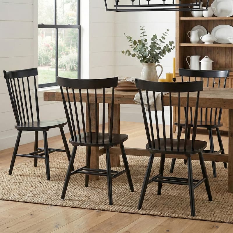Simple Living Venice Solid Wood Spindle Dining Chairs (Set of 4) - Set of 4 - Black