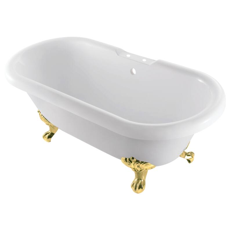 Aqua Eden 67-Inch Acrylic Oval Double Ended Clawfoot Tub