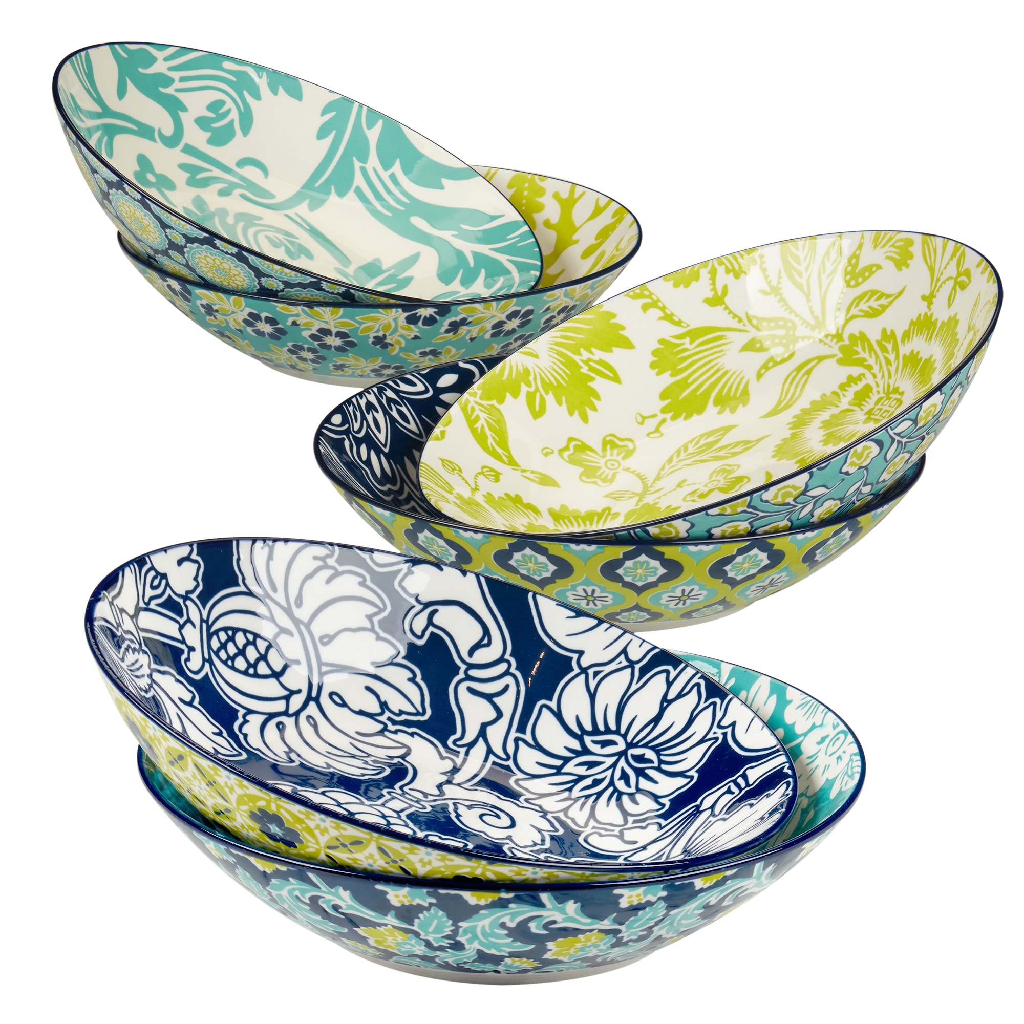 Certified International Tapestry Set of 6 Soup/Pasta Bowl 6 asst - 9.25" Diam x 2.25"