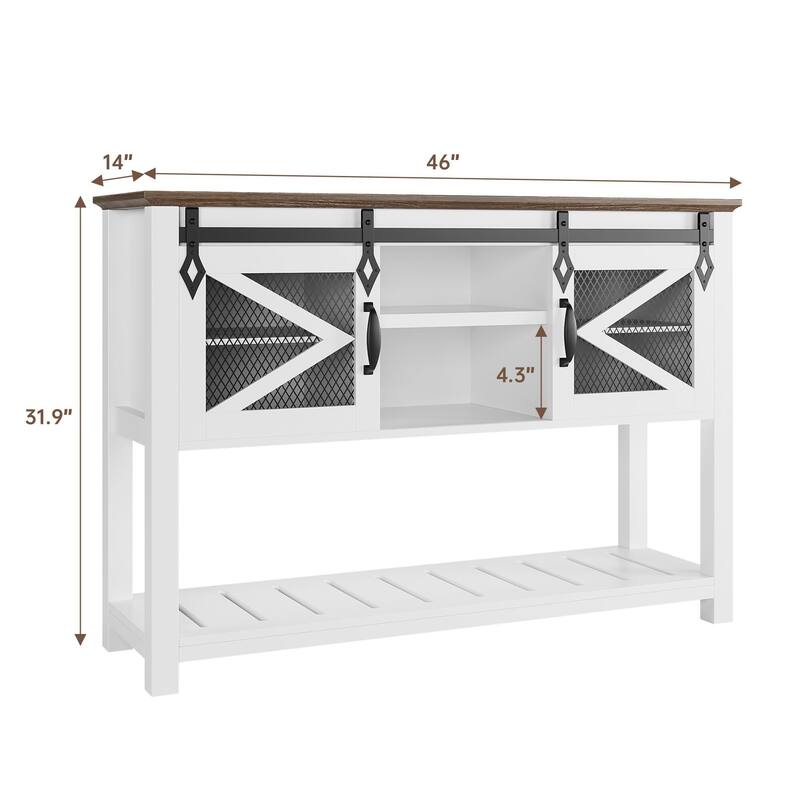 Farmhouse Entryway Table with Sliding Barn Doors