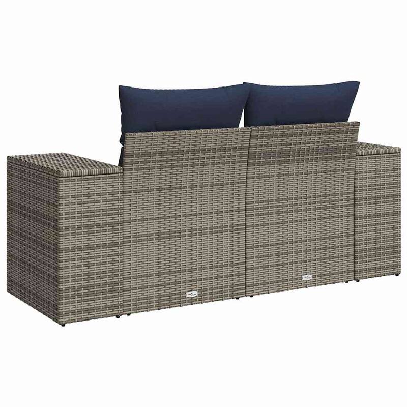 vidaXL Patio Sofa with Cushions Outdoor Seating Sectional Sofa Poly Rattan