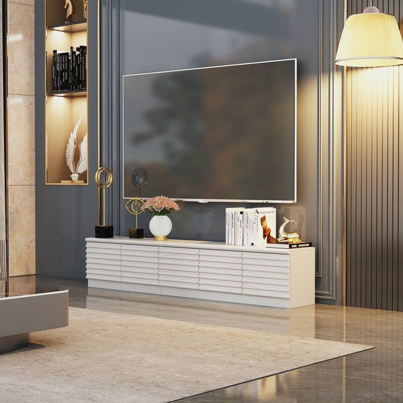 Modern Black TV Stand with Storage Cabinets for Living Room