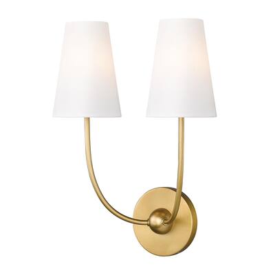 Shannon by Z-Lite 2 Light Wall Sconce in Rubbed Brass