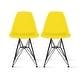 preview thumbnail 18 of 17, Set of 2 Molded Plastic Dining Chairs Mid-Century Modern Armless Side Chairs with Black Chrome Eiffel Legs for Kitchen or Office Yellow