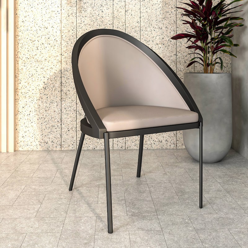 Vinyl Dining Chair with Curved Back and Stainless Steel Legs Set of 4