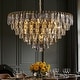 preview thumbnail 2 of 12, 32" Grey Modern Crystal Chandelier Round Crystals Chandeliers 8-Tier Crystal Pendant Light 9-Light for Dining Room Living Room