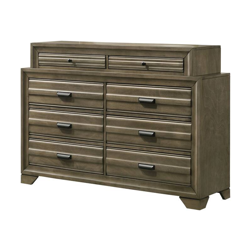 Roundhill Furniture Loiret Rubbed Gray Oak Finish Wood 8-Drawer Dresser