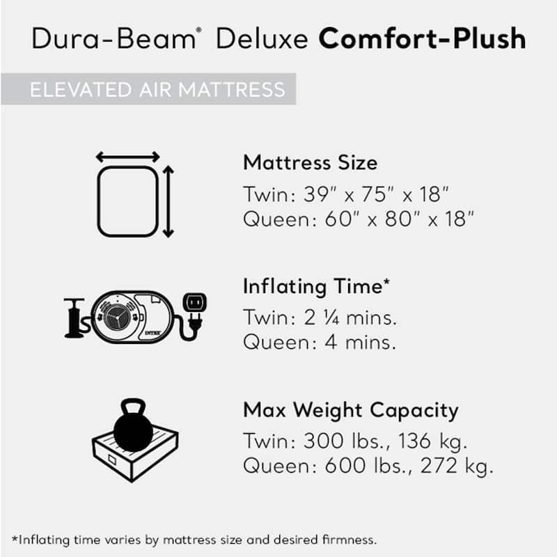 Intex 64411ED Dura Beam Comfort Plus Airbed Mattress w/ Built In Pump, Twin Size
