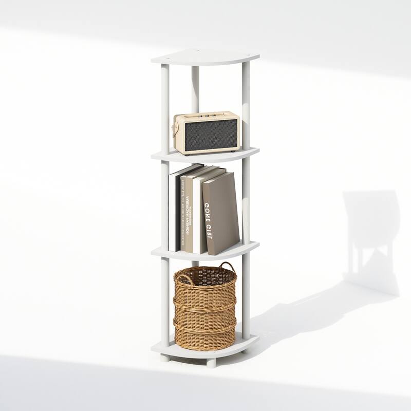 Furinno Turn-N-Tube 4-Tier Multipurpose Corner Shelf, Display Shelf, White/White