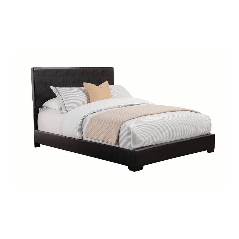 Faux Leather Upholstered Bed - Full - Black