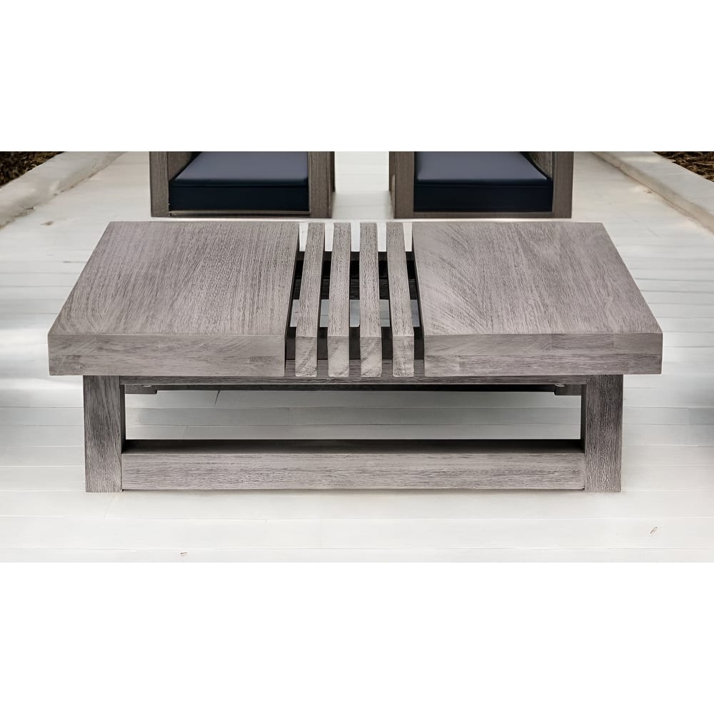 HomeRoots 33" Gray Solid Wood Outdoor Coffee Table