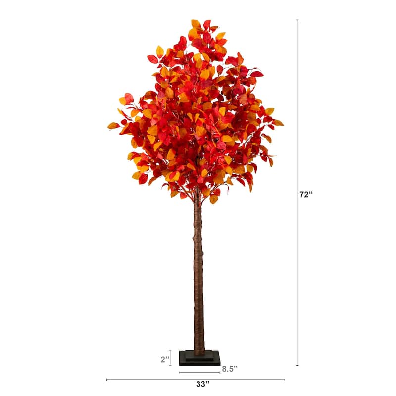 Pre-Lit Artificial Maple Fall Tree - 6' - Warm White LED Lights