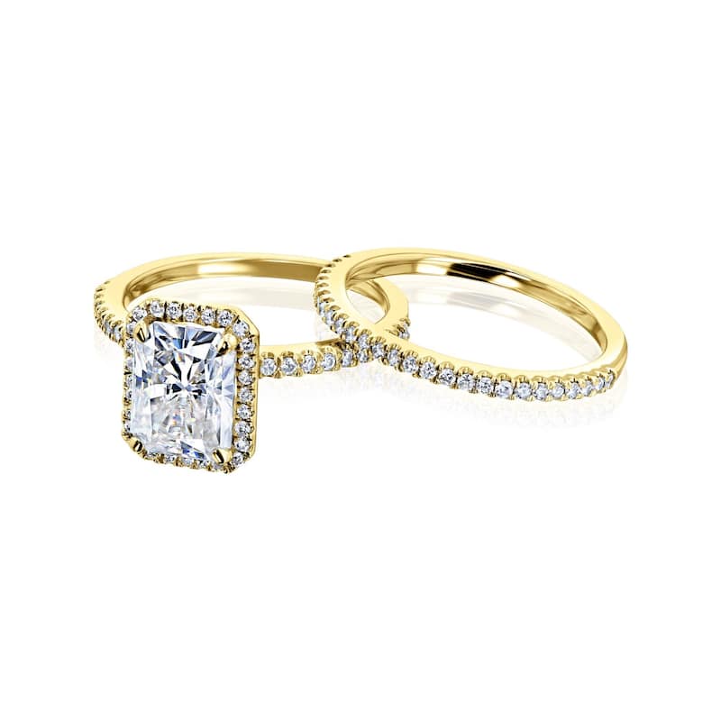 Annello by Kobelli 14k Gold Rhona Forever One Moissanite Bridal Set (DEF/VS, DEF/VS) - Yellow - 6