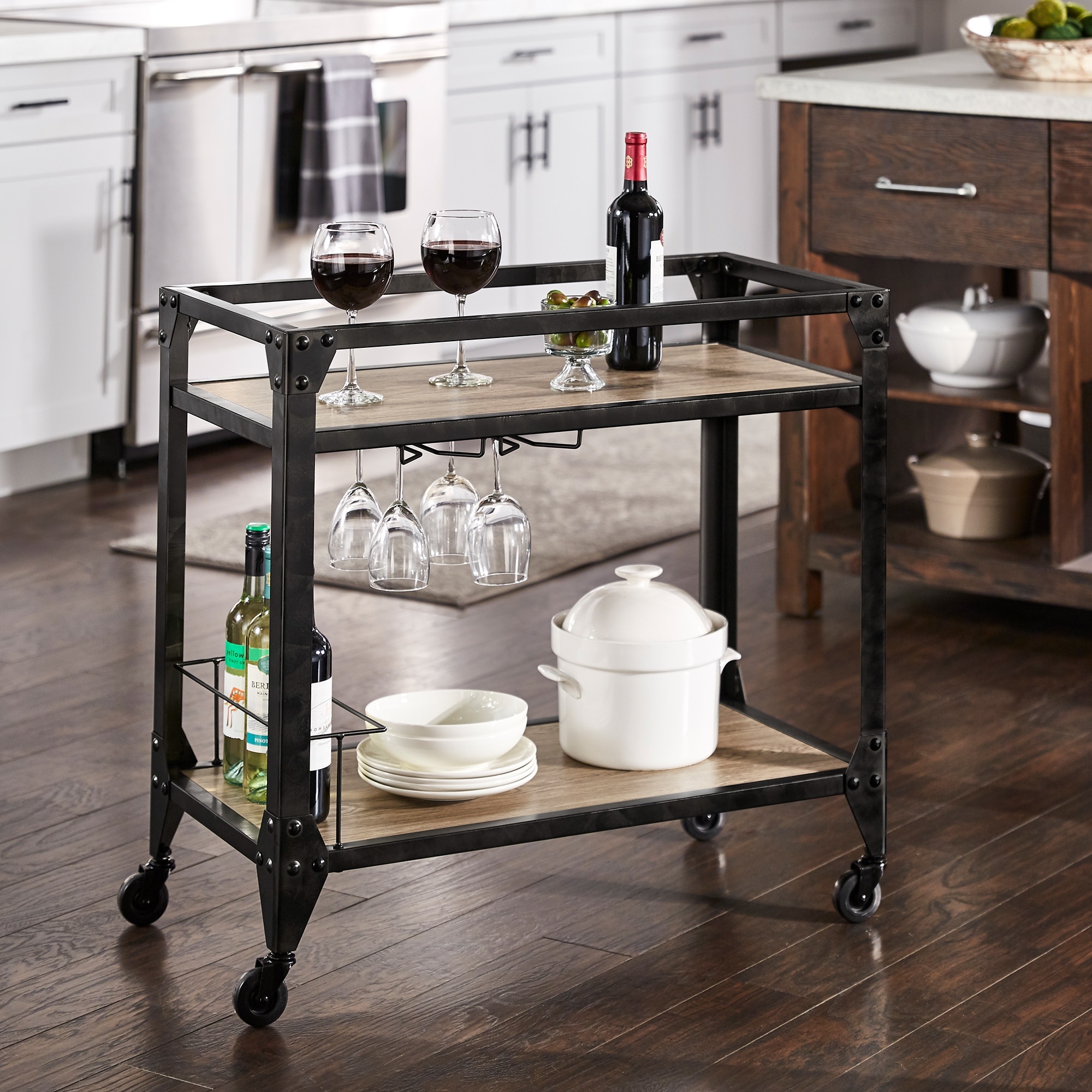 Metropolitan Charcoal Metal and Wood Bar Cart by iNSPIRE Q Artisan