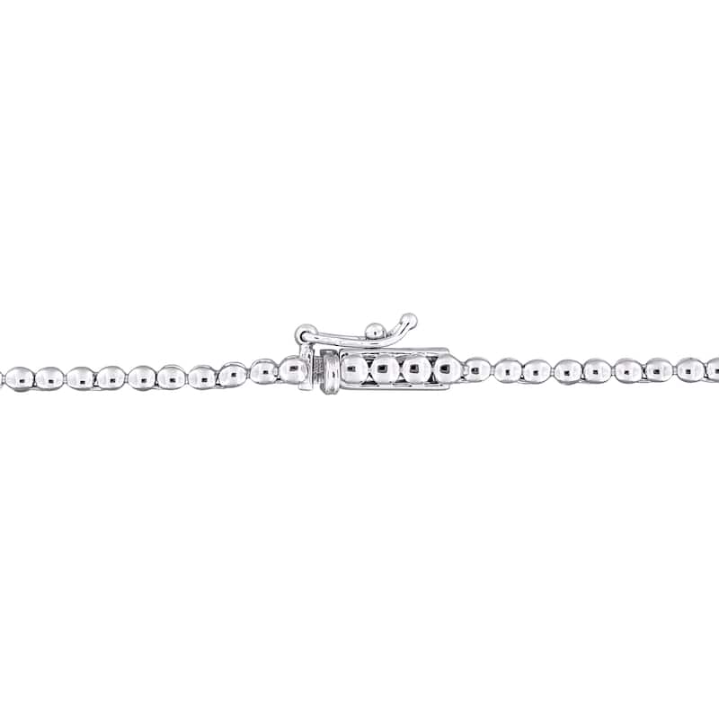 Miadora 2 1/2ct TGW Emerald 3/4ct TDW Diamond Station Necklace in 14k White Gold - 17 in.