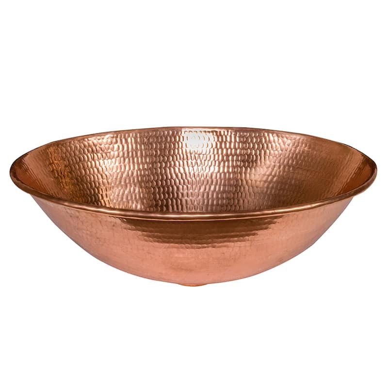 17-in Oval Wired Rim Vessel Hammered Copper Sink in Polished Copper (VO17WPC)