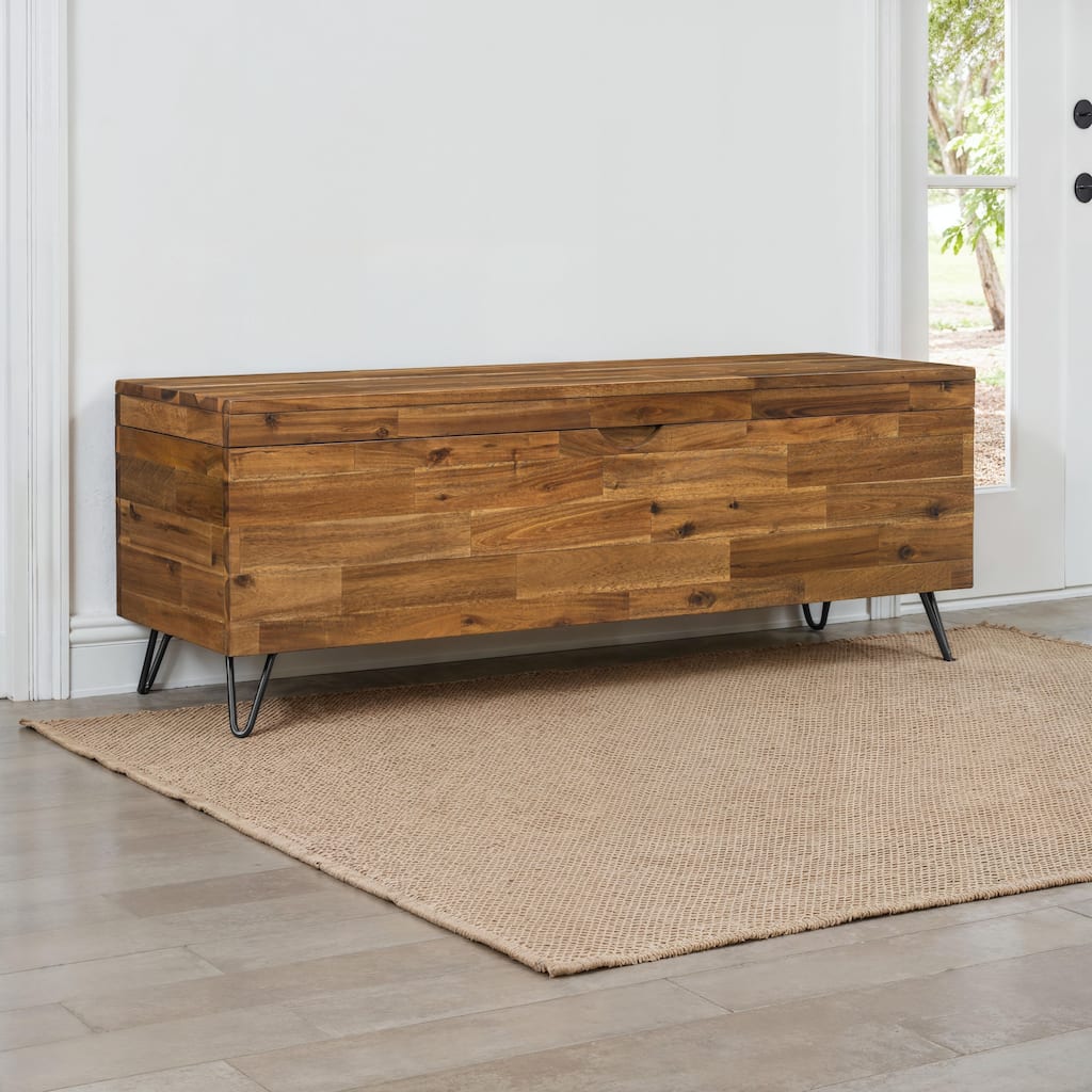 Hailey Acacia Wood 46-inch Storage Bench