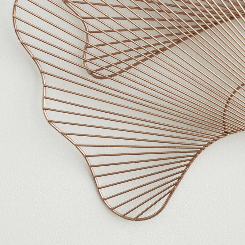 Metal Floral Wire Cutout Ginkgo Leaf Home Wall Decor - Copper or Gold- Roche River Decor