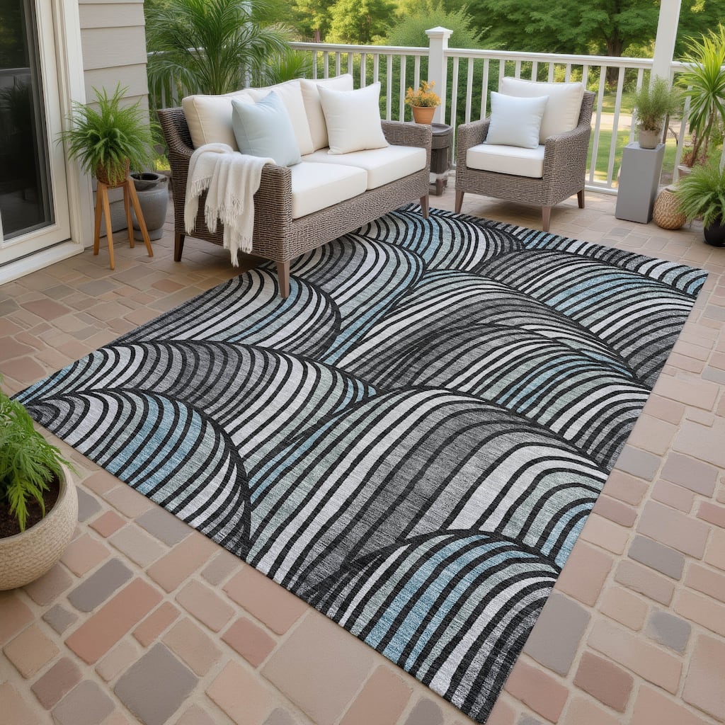 Machine Washable Indoor/ Outdoor Modern Parsons Chantille Rug