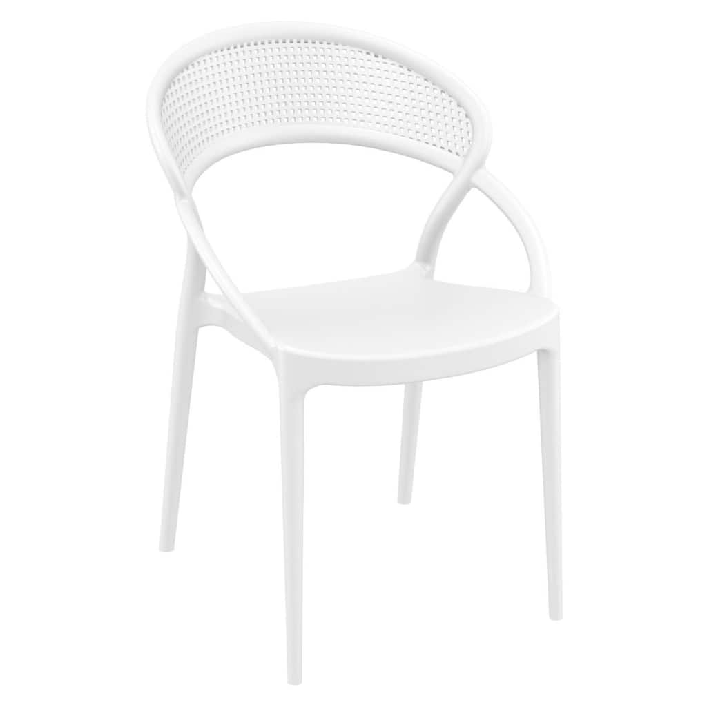 32.25" White Mesh Outdoor Patio Round Dining Chair
