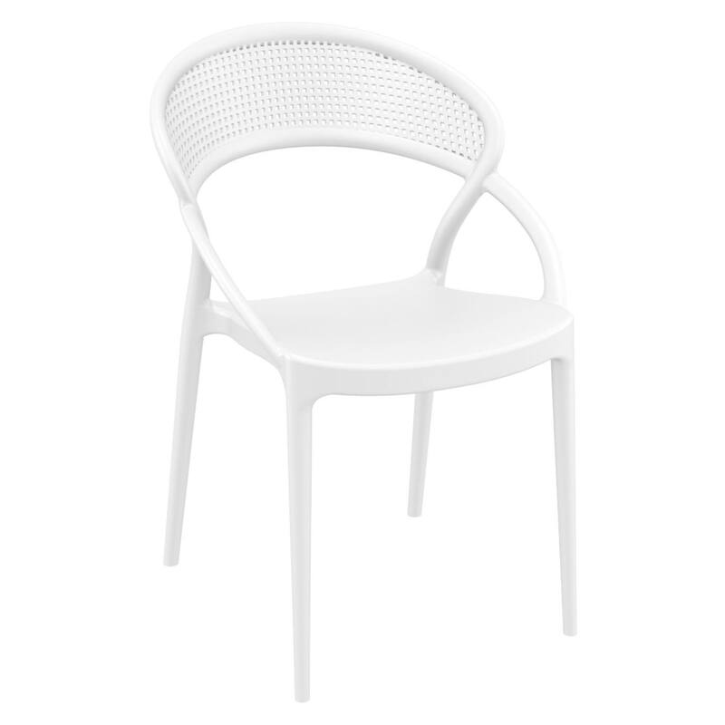 32.25" White Mesh Outdoor Patio Round Dining Chair