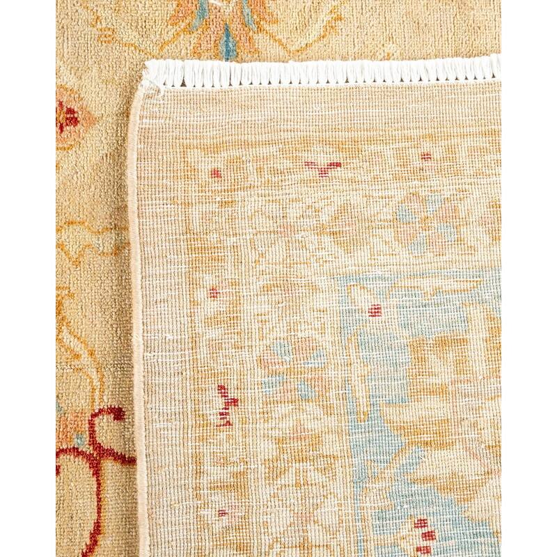 Overton Hand Knotted Wool Vintage Inspired Traditional Ottoman Beige Area Rug - 9' 2" x 11' 6"
