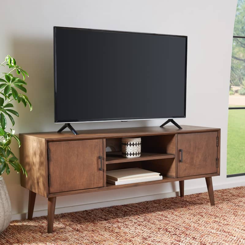 SAFAVIEH Sorrel Mid-Century 47-inch Storage Media TV Stand - 47.3" W x 15.8" L x 20" H - Brown