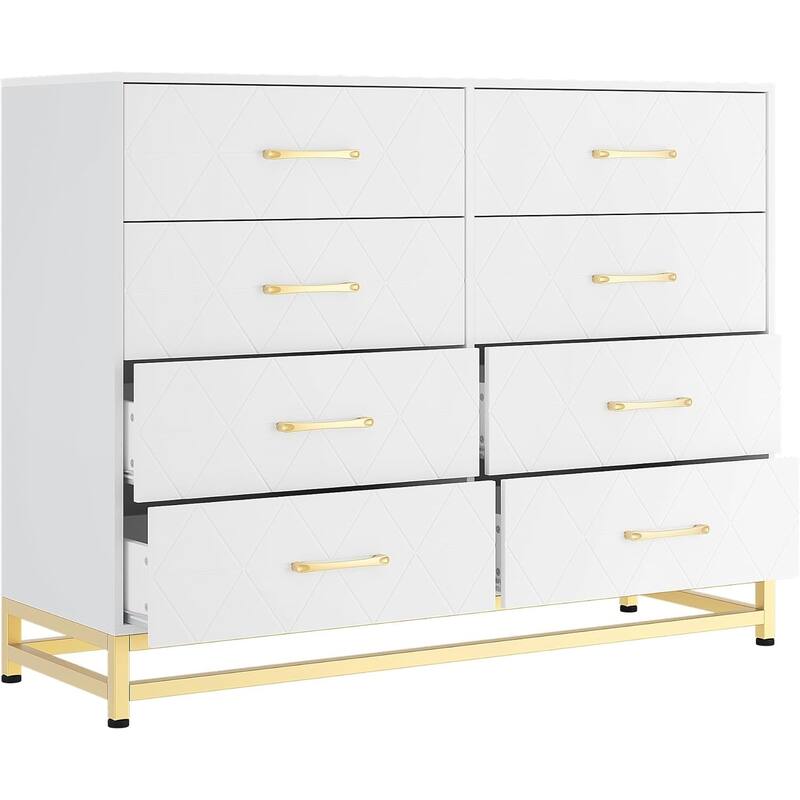 8 Drawer Dresser for Bedroom with Metal Handles