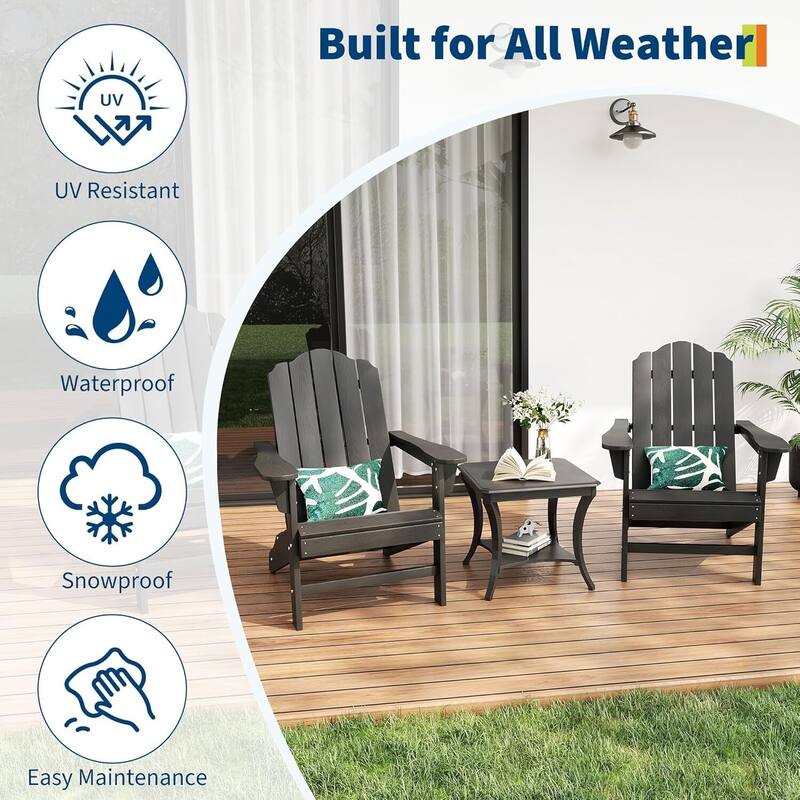 HDPE Adirondack Patio Chairs for Garden, Deck, Backyard, Poolside
