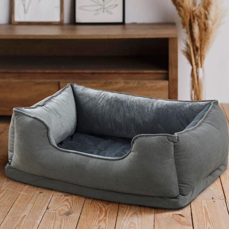 Textured Plush Rectangle Pet Bed