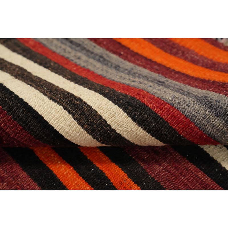 Hand Woven Oriental 100% Wool Carpet Southwestern Geometric Oranges & Rust Kilim Area Rug - 10' 9'' X 4' 10''