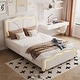 preview thumbnail 7 of 6, Twin Size Led Upholstered Bed, Platform Bed with Curve Shaped and Height-adjustbale Headboard