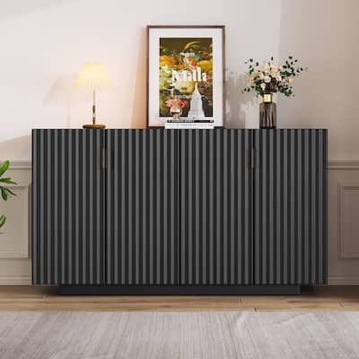 60" Stylish 4 Wavy Doorswith Ample Storage Buffet/Sideboard