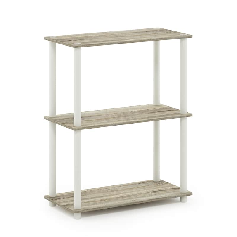 3 Tiers Wood Household Shelving Unit in Oak/White (23.6 in. W x 29.5 in. H x 11.6 in. D) - 23.6
