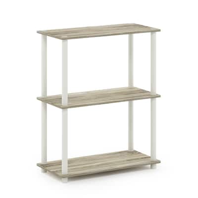 3 Tiers Wood Household Shelving Unit in Oak/White (23.6 in. W x 29.5 in. H x 11.6 in. D) - 23.6