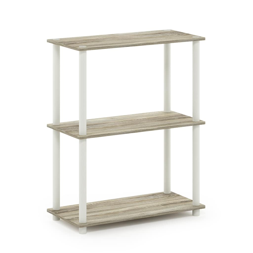 3 Tiers Wood Household Shelving Unit in Oak/White (23.6 in. W x 29.5 in. H x 11.6 in. D) - 23.6