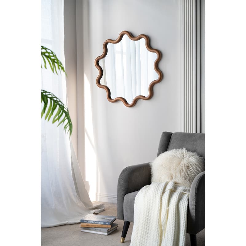 31" x 30" Wooden Accent Mirror with Unique Frame