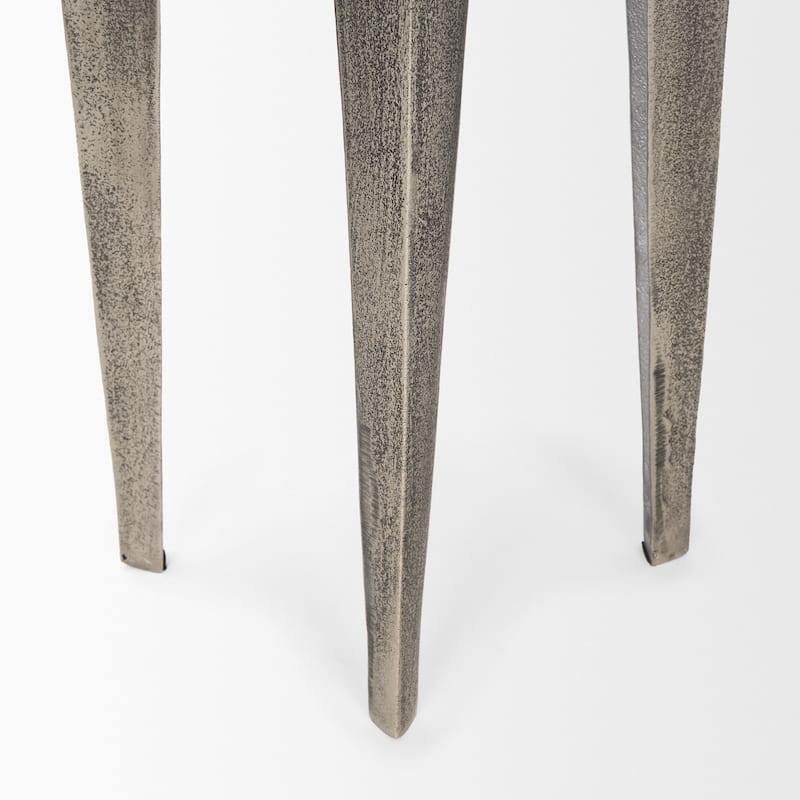Maggie Textured Silver Nickel Cast Aluminum Metal Accent Table - 13.5L x 13.5W x 20.5H