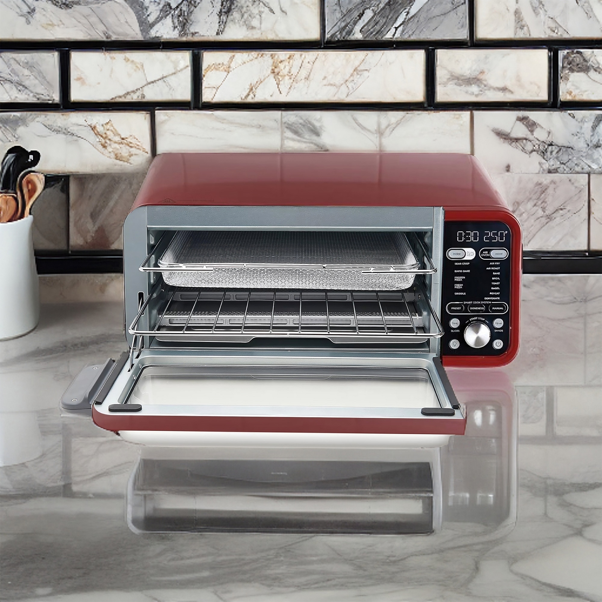 Ninja Foodi XL 10-in-1 Flip Digital Air Fry Smart Oven Pro Rack & Probe- Red